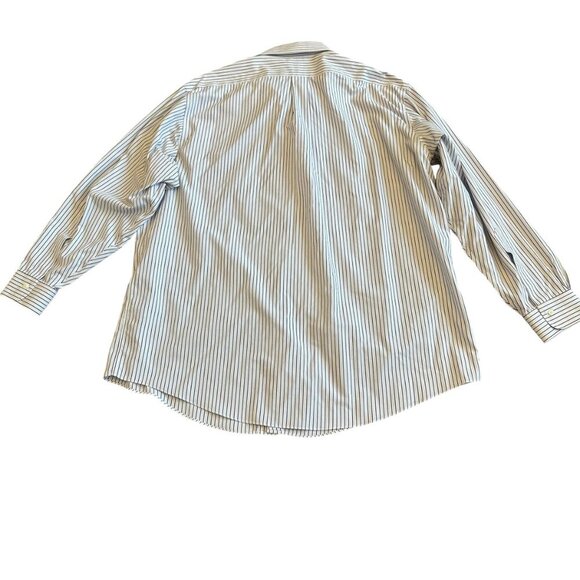 Brooks Brothers Classic Blue Brown Stripe Button-Down Dress Shirt Size 18 35 - Picture 6 of 12